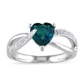 Sterling Silver 1ct TGW Created Emerald and Diamond Accent Ring