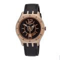 Swatch Men's Rosegold Stainless Steel Case Brown Leather Band Date Watch