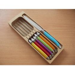 LeBrun French Laguiole Decor Assorted Color Steak Knives (Set of 6)