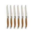 LeBrun French Laguiole Steak Knife Set With Wooden Handles