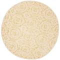 Handmade Zen Bouquet Beige Wool and Silk Rug (3' 9 Round)