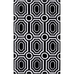 angelo:HOME Hand-tufted Black Hudson Park Polyester Rug (5' x 7'6)
