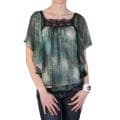 Journee Collection Junior's Lace Trim Butterfly Sleeve Chiffon Top