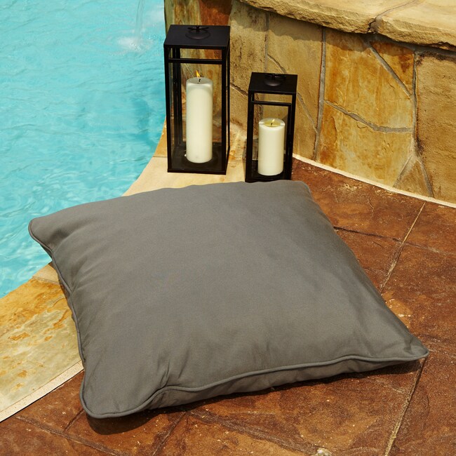 Clara Grey 28 inch Square Outdoor Sunbrella Floor Pillow