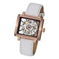 Stuhrling Original Women's Lady Axis Automatic White Leather Strap Watch