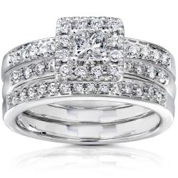 14k White Gold 3/4ct TDW Diamond Bridal Set