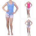 Journee Collection Junior's Knit Stripe Detail Tank/ Short Set