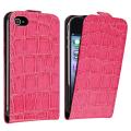 Hot Pink Crocodile Leather Case for Apple iPhone 4/ 4S