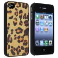 Yellow Leopard Rear Snap-on Leather Case for Apple iPhone 4/ 4S