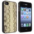 White Snake Rear Snap-on Leather Case for Apple iPhone 4/ 4S