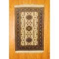 Persian Hand-knotted Tabriz Ivory/ Blue Wool Rug (4'6 x 6'9)