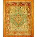 Indo Hand-knotted Heriz Light Green/ Olive Wool Rug (7'8 x 9'8)