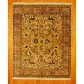 Indo Hand-knotted Tabriz Beige/ Gold Wool Rug (8'1 x 10'3)