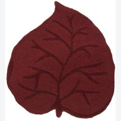 Hand-tufted Mandara Kids Red Leaf Wool Rugs (2'3 x 2'6)