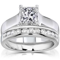 14k White Gold 1 1/3ct TDW Diamond Bridal Ring Set (H-I, SI1-SI2)