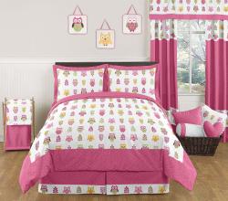Sweet JoJo Designs Pink Happy Owl 3-piece Full/Queen Bedding Set