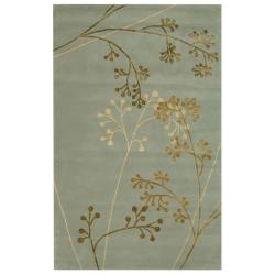 Handmade Soho Vine Light Blue New Zealand Wool Rug (8'3 x 11')