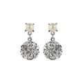 Roman Silvertone Faux Pearl Artisan Filigree Earrings