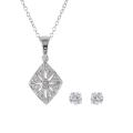 Sunstone Sterling Silver Cubic Zirconia Vintage Jewelry Set