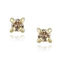New! 18k Yellow Gold over Silver 1/4ct TDW Champagne Diamond Stud Earrings