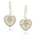 DB Designs 18k Yellow Gold over Silver White Diamond Accent Heart Dangle Earrings