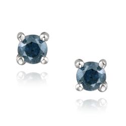 DB Designs Sterling Silver 1/8ct TDW Blue Diamond Stud Earrings