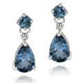 Glitzy Rocks Silver 3 5/8ct TGW London Blue Topaz and Diamond Earrings