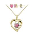 Glitzy Rocks Gold over Silver Created Pink Opal and Diamond Jewelry Set