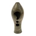 Terracotta Hurricane Lantern Vase With Sleek Charcoal Sheen (Thailand)