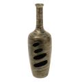 Tall Terracotta Lantern Vase With Sleek Charcoal Sheen (Thailand)