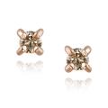 New! Rose Gold over Silver 1/4ct TDW Champagne Diamond Stud Earrings