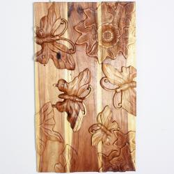 Oil Rubbed Wood 'Grapes' Carved Wall Panel (Thailand)