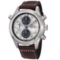 IWC Men's 'DoppelChrono' Silver Dial Brown Leather Strap Watch