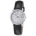 Burberry Men's 'Large Check' Silver Dial Black Leather Strap Watch