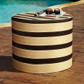 Brooklyn Brown/ Gold Stripe 22-inch Round Indoor/ Outdoor Sunbrella Ottoman