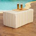 Brooklyn Tan/ Grey Stripe 22-inch Indoor/ Outdoor Sunbrella Ottoman