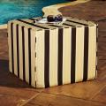 Brooklyn Brown/ Gold Stripe 22-inch Square Indoor/ Outdoor Sunbrella Ottoman