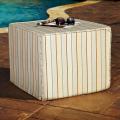 Brooklyn Tan/ Grey Stripe 16-inch Square Indoor/ Outdoor Sunbrella Ottoman