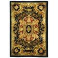 Handmade Classic Empire Black/ Gold Wool Rug (2' x 3')