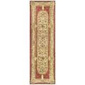Handmade Classic Burgundy/ Beige Wool Runner (2'3 x 8')
