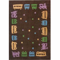 Handmade Luna Deco Kids Train Rug (3'6' x 5'6)