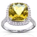 10k White Gold 3/8ct TDW Lemon Quartz Diamond Ring (H-I, I1-I2)