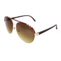 Pilot Aviator Fashion Sunglasses Red and Brown Frame Amber Lenses for Women and Men