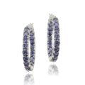 Icz Stonez Sterling Silver Purple Cubic Zirconia Inside-out Hoop Earrings (6 1/2ct TGW)