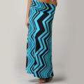 Tabeez Women's Fold Over Zig Zag Maxi Skirt