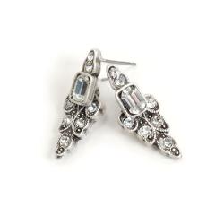 Sweet Romance Deco Crystal Vintage-style Earrings with Antique Finish