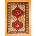 Persian Tribal Kurdish Ivory/ Rust Wool Rug (4'3 x 6'4)