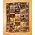 Persian Tribal Kurdish Navy/ Ivory Wool Rug (4'3 x 5'9)