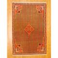 Persian Tribal Kurdish Salmon/ Ivory Wool Rug (4'5 x 6'7)