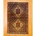 Persian Tribal Kurdish Navy/ Brown Wool Rug (4' x 6')